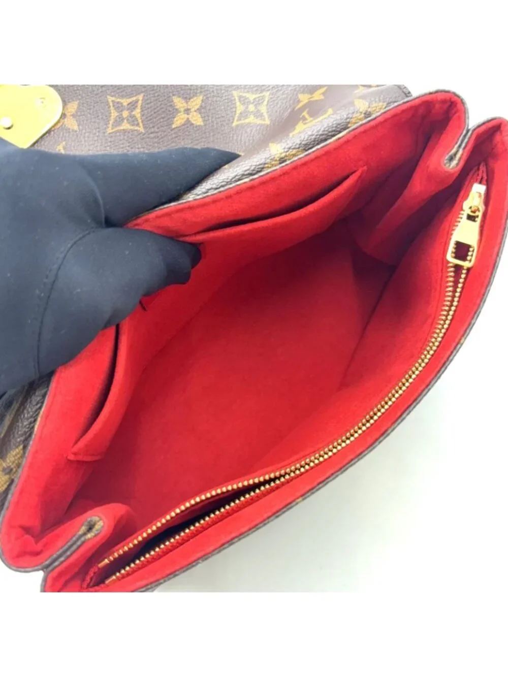 Louis Vuitton Monogram Sunplaseed Leather Brown Red Shoulder Bag Gold
